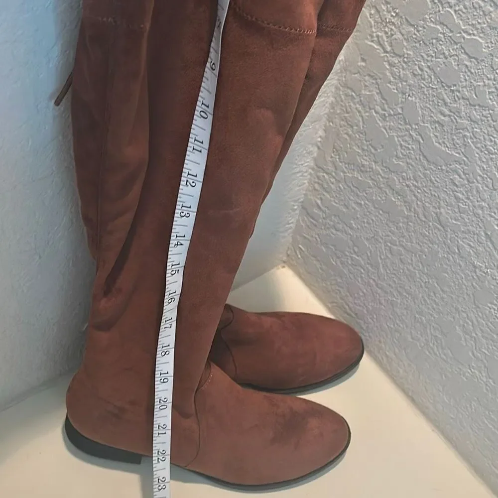 A New Day Sidney Knee High Boots Brown Faux Leather Boho Cottagecore Size 10 NEW